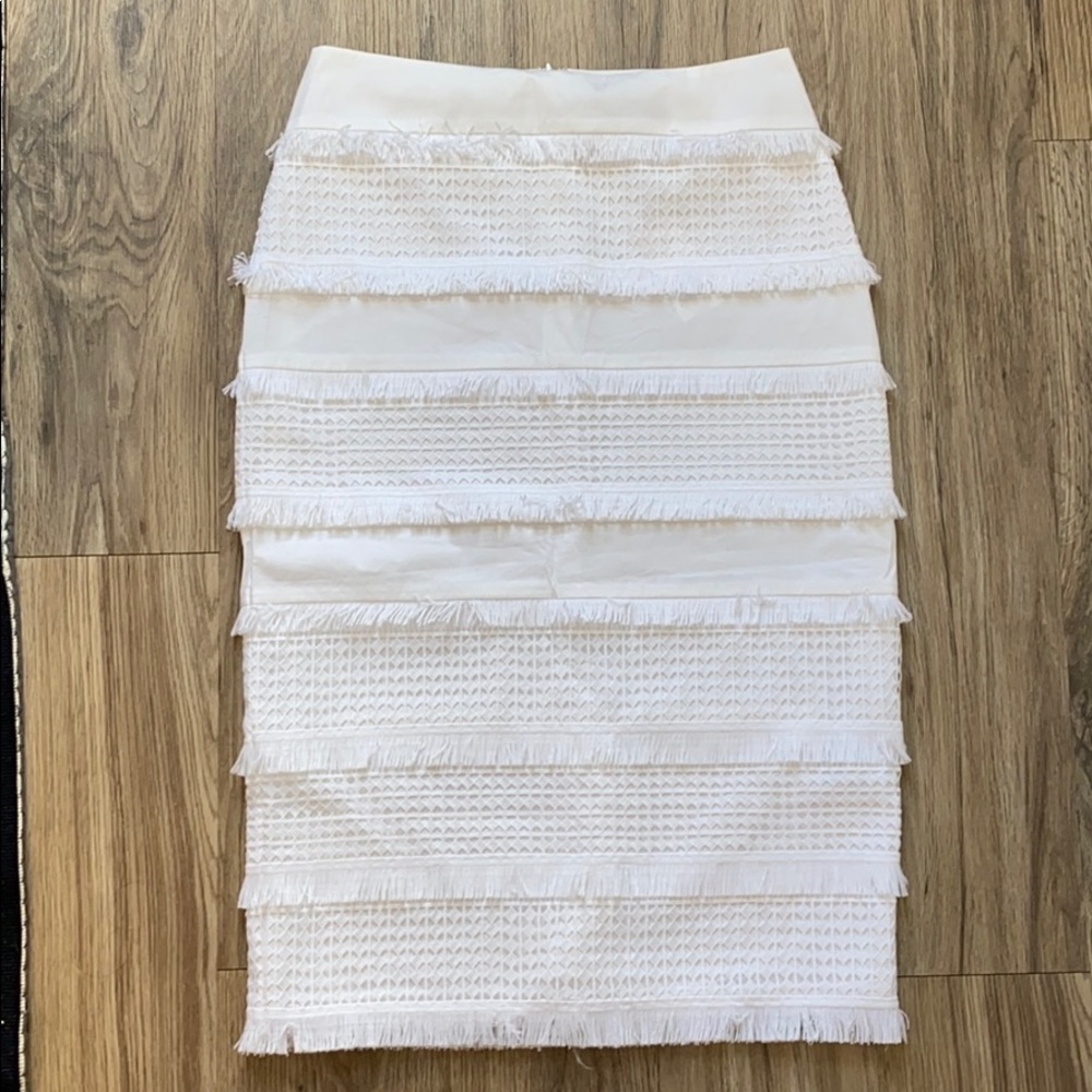 Banana Republic white ruffle pencil skirt
